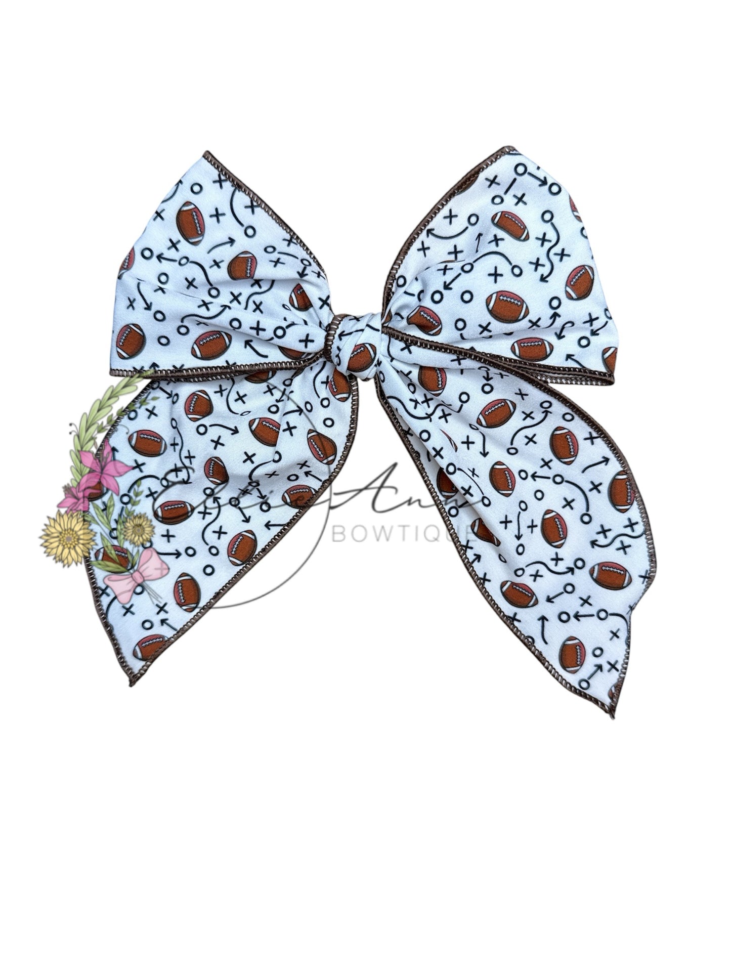 Serged hair bows- Football