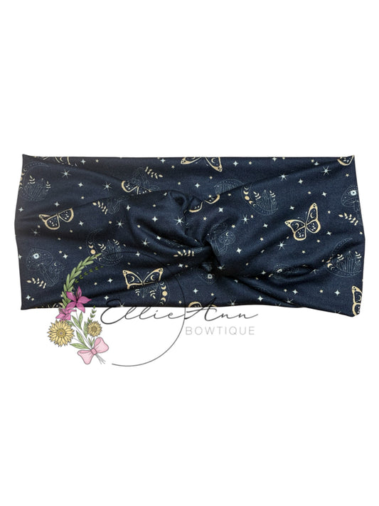 DBP Twist Headband black with gold designs