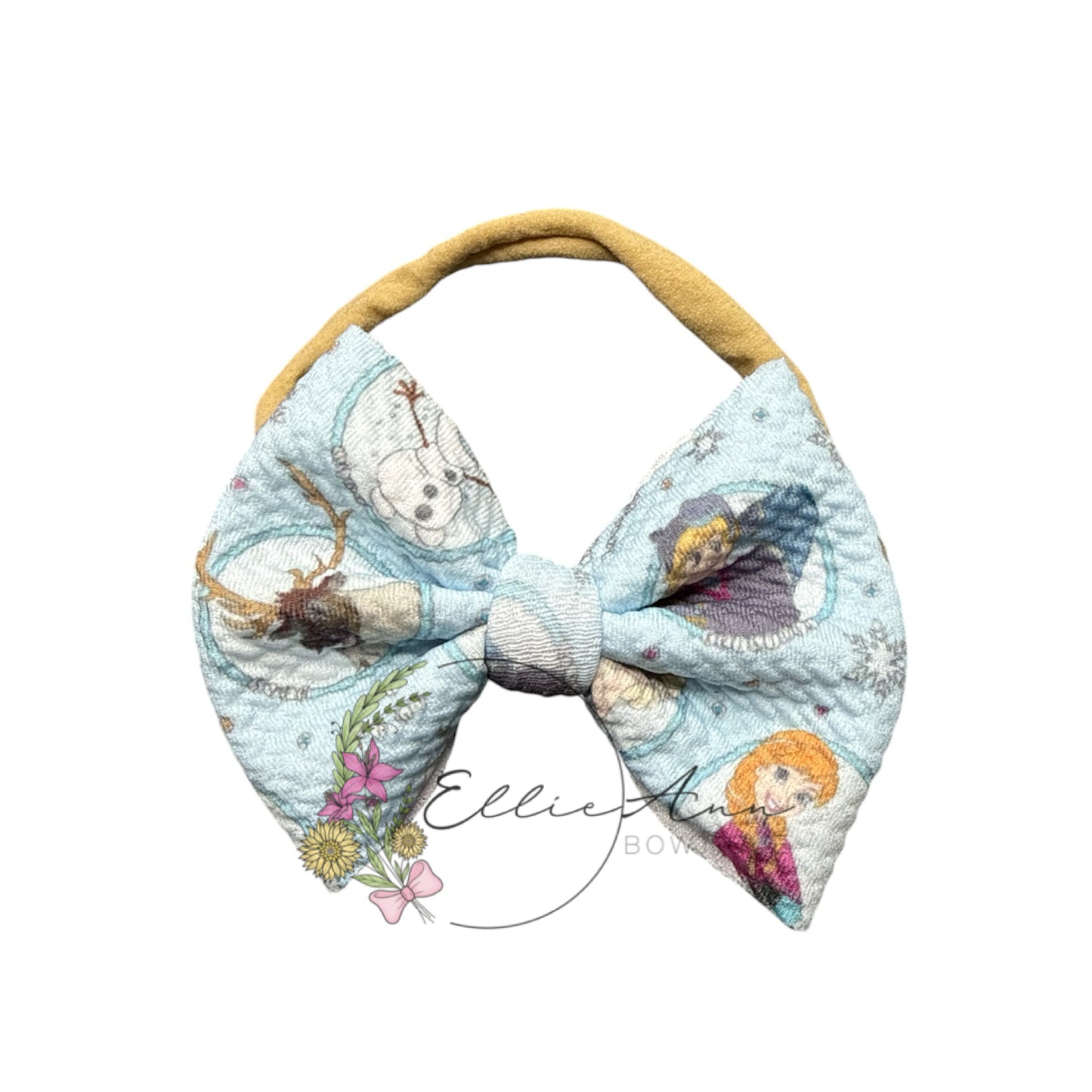 3 inch fabric bows on Nylon headband