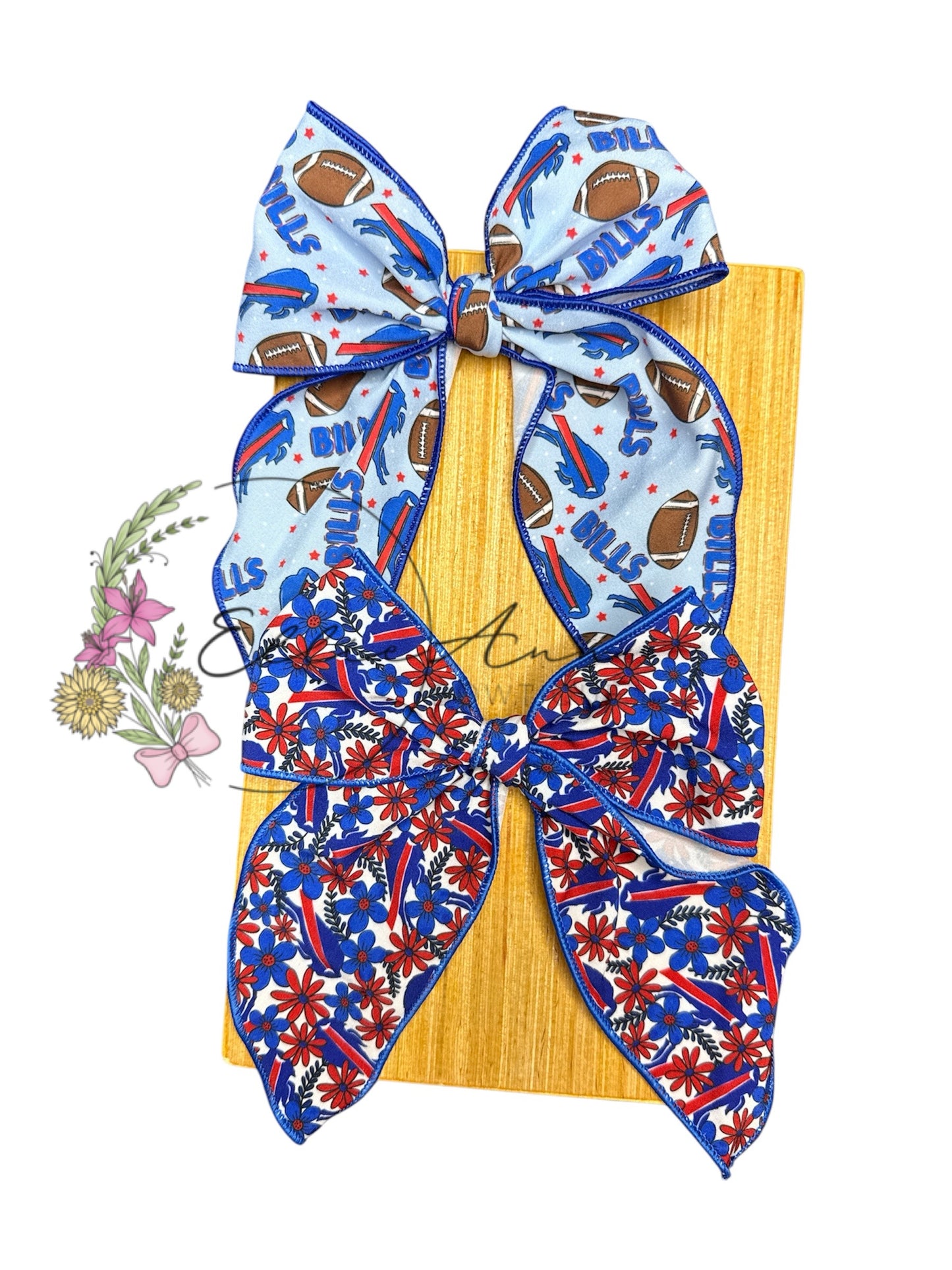 Serged hair bows- Football