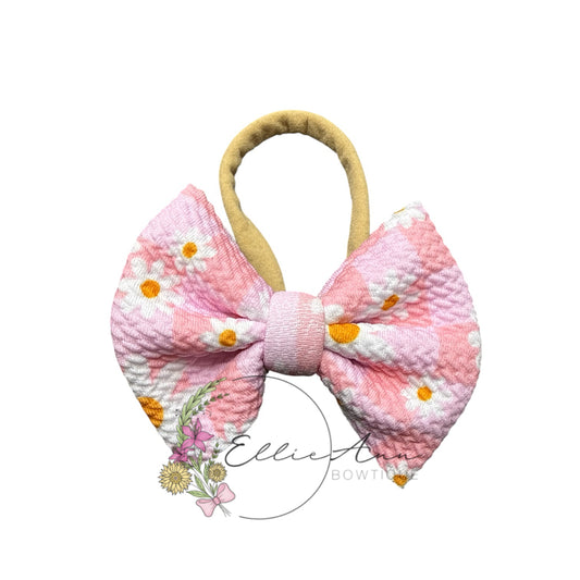 3 inch fabric bows on Nylon headband